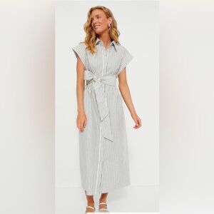 chinese dress ladies Red Stripe Linen Whipstitch Callahan Dress
